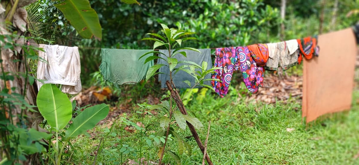 Drying clothes in the sun